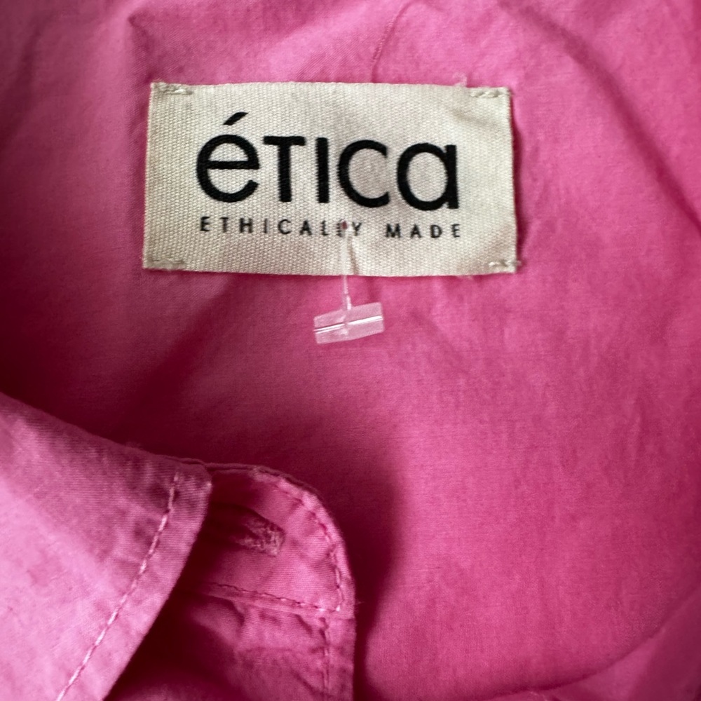 Etica Oceane Pleated Shirt Size M Sachet Pink NWT  100% Cotton - Picture 2 of 6